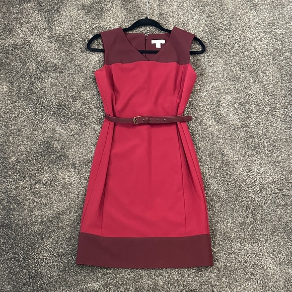 Elegant New York & Co. Burgundy Sleeveless Dress - Picture 2 of 6